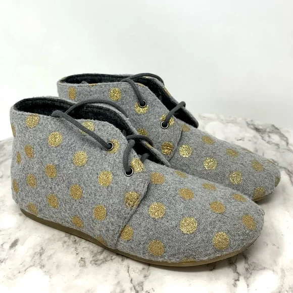 Zara Shoes Zara Baby Polka Dot Wool Lace Up Booties 2575 Gray